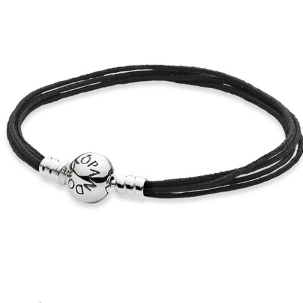 Pandora Multi-strand Black Fabric Bracelet w/ Sterling Silver Clasp - 590715CBK
